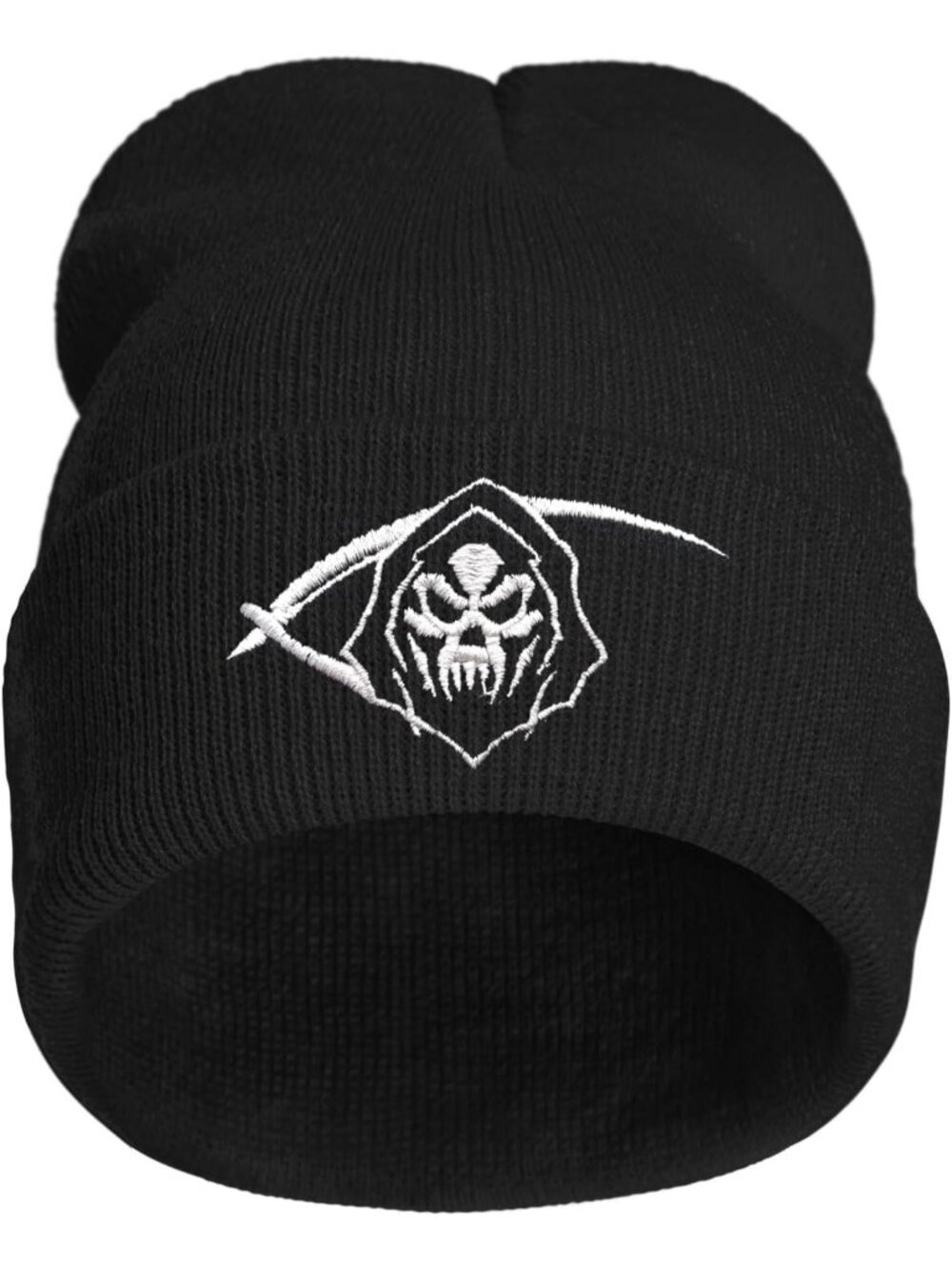 Unisax Black Skeleton Embroidered Beanie Winter Skull Halloween Goth Knit Hat
